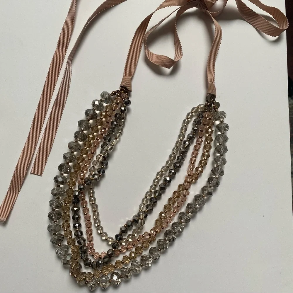 Loft beaded ribbon necklace - Picture 1 of 5